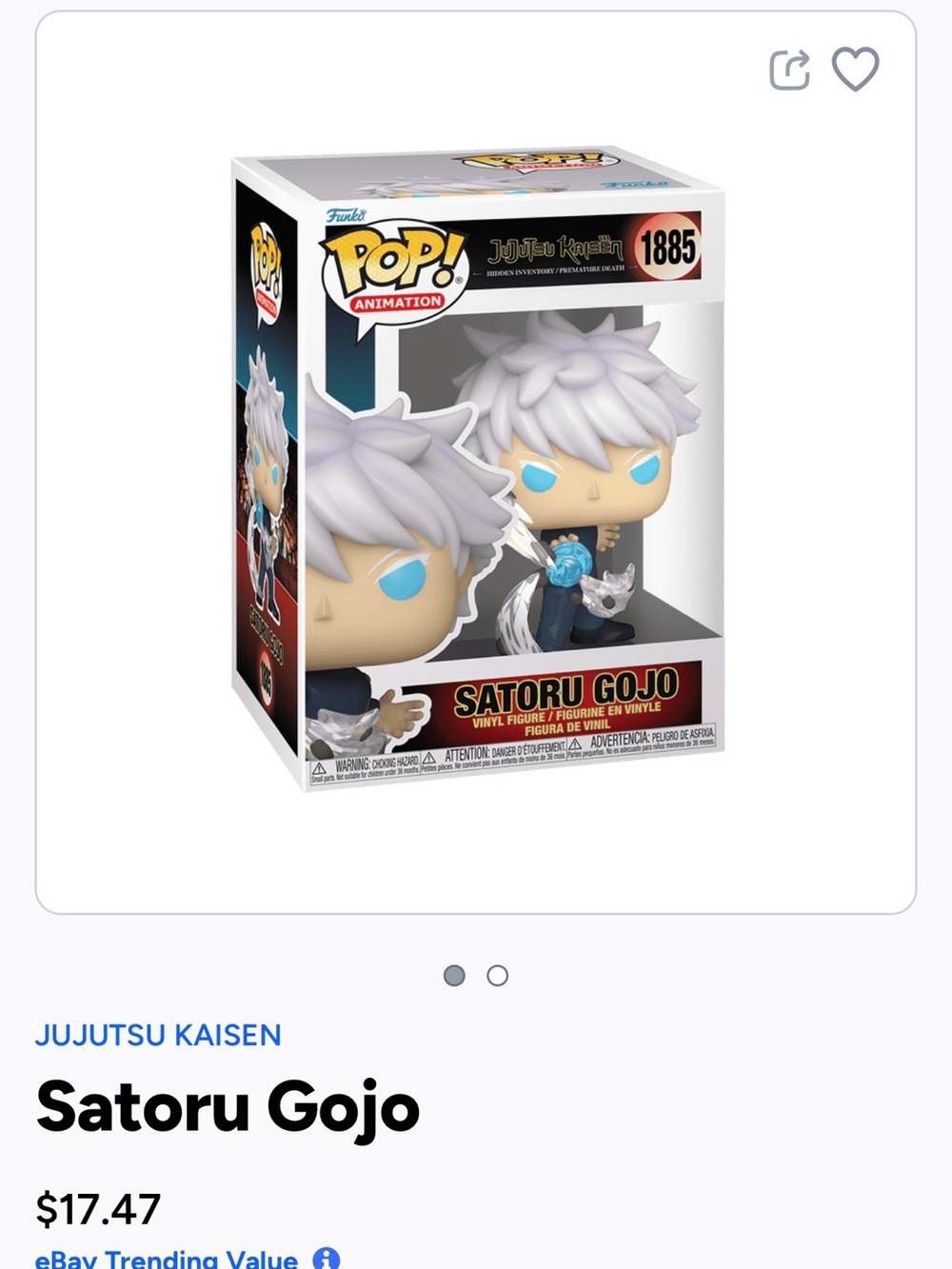 Satoru Gojo Funko Pop- Jujutsu Kaisen- 1885